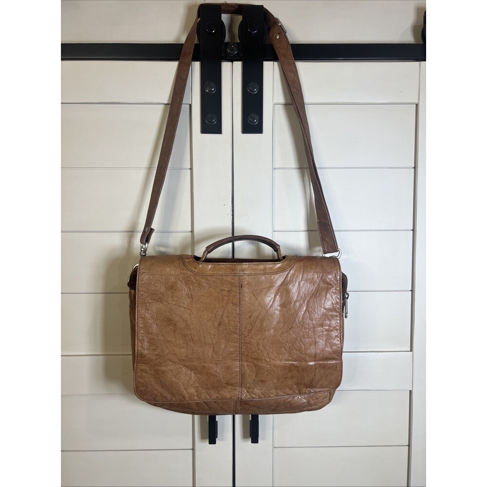 EAST WEST LEATHER  Vintage Brown Satchel Messenger Bag